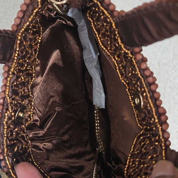 NWT Bronw beated indian mini bag - Picture 6 of 9